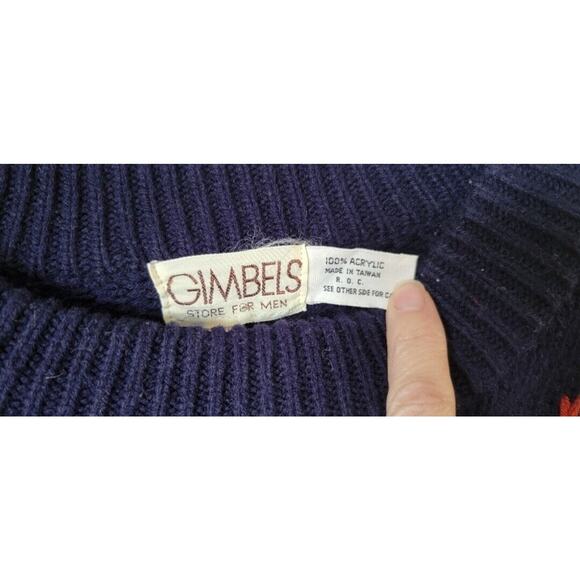 Vintage Rare‎ Gimbels Grandpa Sweater Chunky Ski Sweater Crewneck Sweater - Picture 12 of 14
